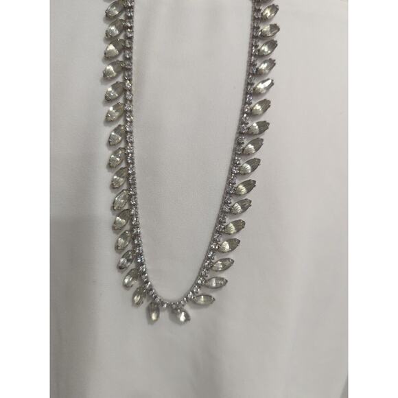 Signed ASTRA Vintage Costume Marquise Shaped Rhinestone Necklace - Picture 1 of 6